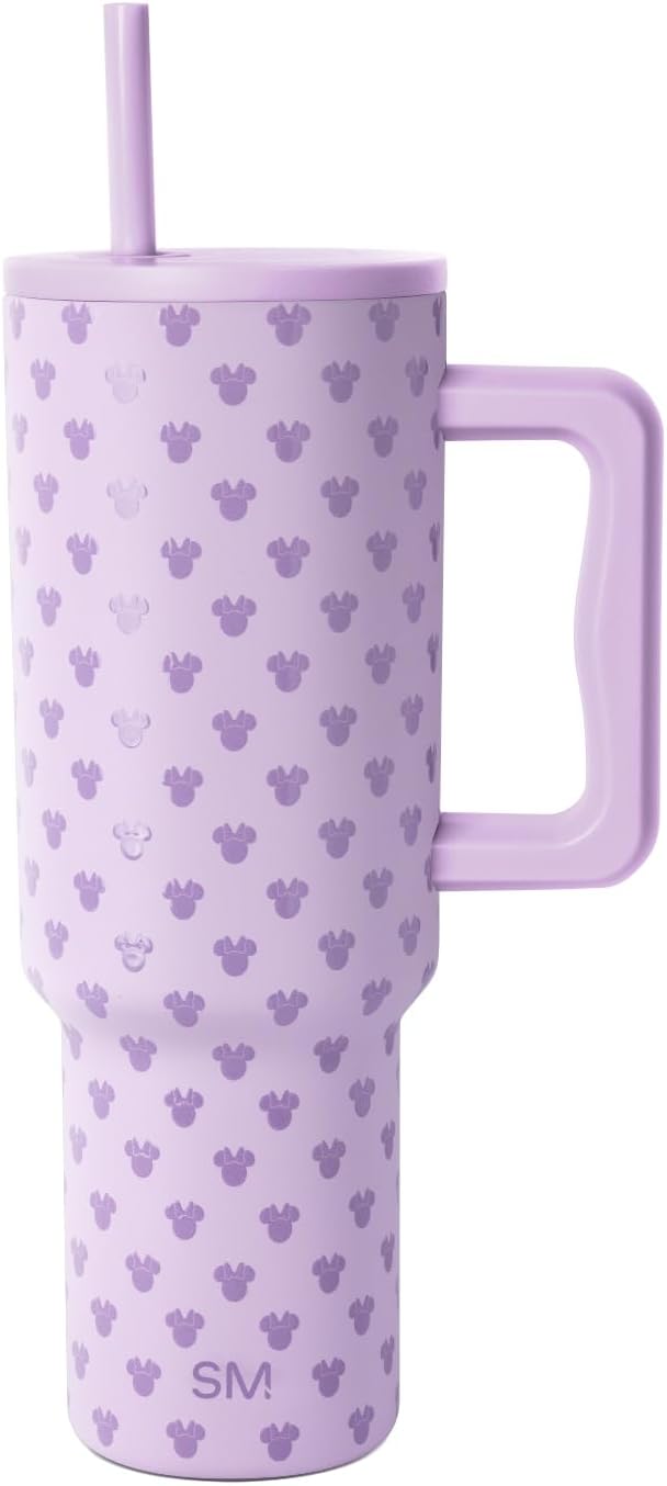 Simple Modern Disney 40 oz Tumbler with Handle and Straw Lid | Minnie Mouse Me on Violet Breeze | Trek Collection | Insulated Stainless Steel | Water Bottle Travel Mug | Reusable | Gifts for Women Men