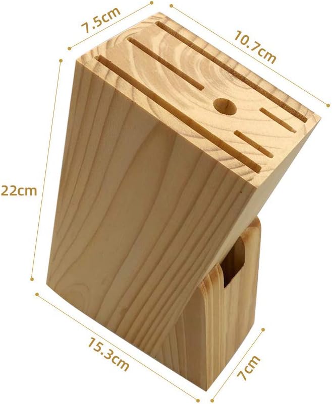 Wooden Knife Block Countertop Knife Holder Knife Organizer with Scissors-Slot for Kitchen