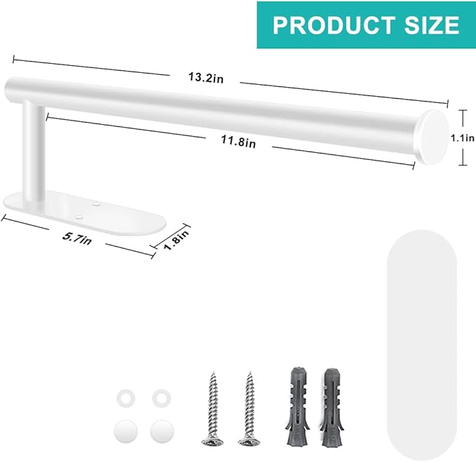 MGahyi Paper Towel Holder Wall Mount, Self Adhesive Or Drilling Under Cabinet Kitchen, 13.2 inch Stainless Steel Paper Towel Roll Rack, Towel Roll Hanger for Bathroom(Rectangle-White, Rectangle)