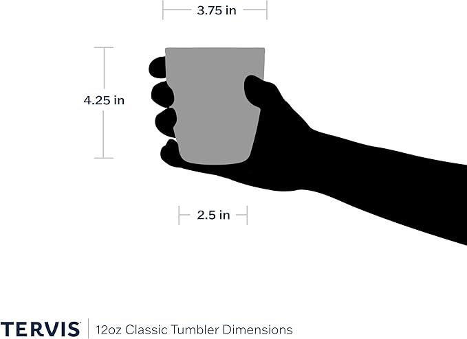 Tervis Clear & Colorful Tabletop 12oz Made in USA Double Walled Insulated Tumbler Travel Cup Keeps Drinks Cold & Hot, 12oz - 4pk, Clear
