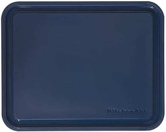 KitchenAid Classic Plastic Cutting Board with Perimeter Trench and Non Slip Edges, Dishwasher Safe, 8 x 10 inch, Ink Blue