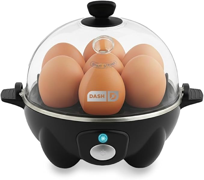 DASH Rapid Egg Cooker: 7 Egg Capacity Electric Egg Cooker for Hard Boiled Eggs, Poached Eggs, Scrambled Eggs, or Omelets with Auto Shut Off Feature - Black'