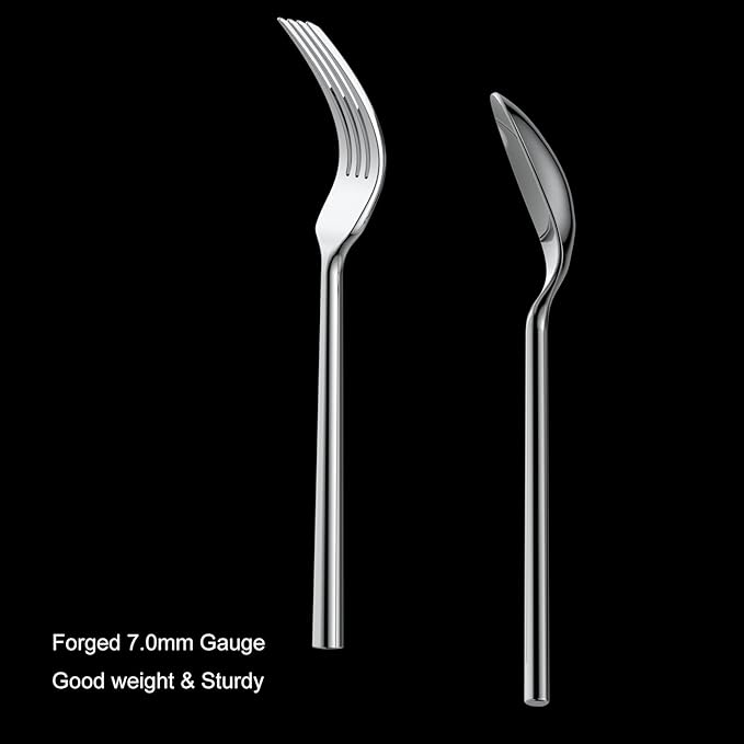 Alata Potter 60-Piece Forged Silverware Set Stainless Steel Flatware Set Cutlery Set, Service for 12, Mirror Finish, Dishwasher Safe