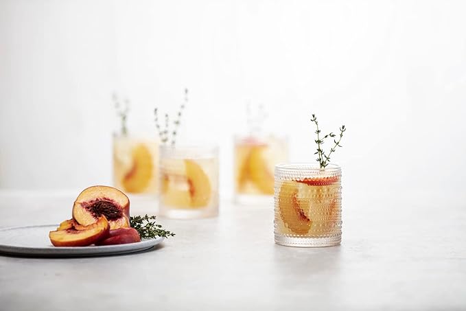 Fortessa Jupiter Beaded Hobnail Glass, 10 Ounce Double Old Fashioned (Set of 4), Smoke Gray