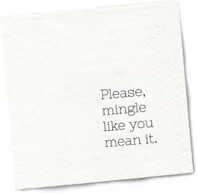 Twisted Wares - Funny Cocktail Napkins - Perfect for any Celebrations 5"X5" (20 Pack) (PLEASE MINGLE)