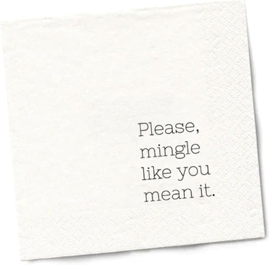 Twisted Wares - Funny Cocktail Napkins - Perfect for any Celebrations 5"X5" (20 Pack) (PLEASE MINGLE)