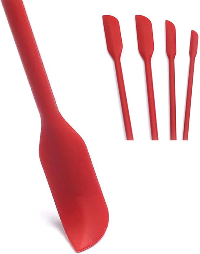 Mini Silicone Spatula Set- Small Rubber Spatula for Makeup- Thin Jar Scraper for Kitchen(4 PACK) (Purple)