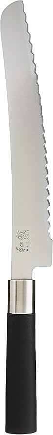 Kai Wasabi Bread Knife 9”, Wide Serrations are Gentle on Bread, Comfortable Handle Offers Secure Grip in Wet Conditions, Serrated Kitchen Knife
