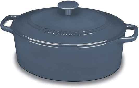Cuisinart Chef's Classic Enameled Cast Iron Oval Covered Casserole (Provencial Blue, 5.5-Quart)