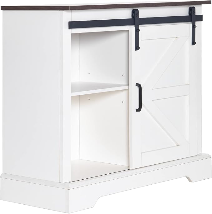 HOMFAMILIA 31.5" H Farmhouse Coffee Bar Cabinet w/Storage, Rustic Buffet Cabinet - Image 10