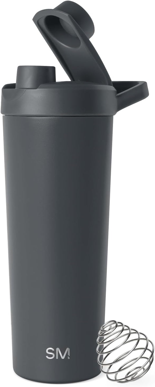 Simple Modern Stainless Steel Shaker Bottle with Ball 24oz | Metal Insulated Cup for Protein Mixes, Shakes and Pre Workout | Rally Collection | Graphite