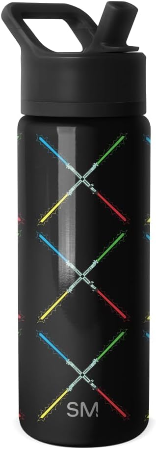 Simple Modern Kids Summit Water Bottle with Straw Lid | Star Wars 18oz Stainless Steel Cup Insulated Tumbler for Boys, Girls, School | Star Wars Saber Argyle