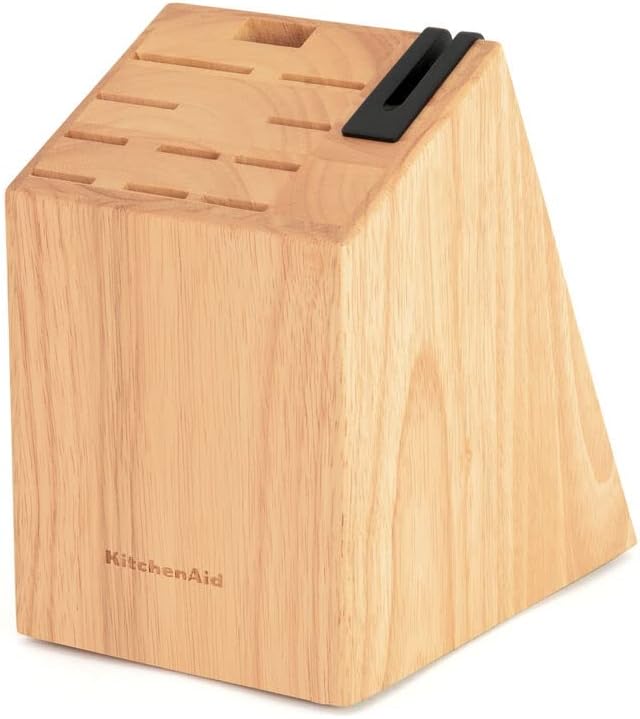 KitchenAid Classic 12 Piece Knife Block Set with Built in Knife Sharpener, High Carbon Japanese Stainless Steel Kitchen Knives, Sharp Kitchen Knife Set with Block, Rubberwood