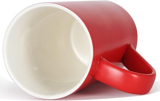 Smilatte 20 Ounces Extra Large Coffee Mug, M007 Plain Tall Big Ceramic Latte Milk Tea Cup with Handle for Dad Men Women, Christmas Red