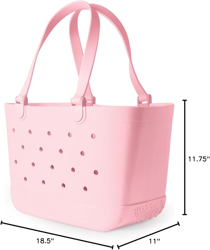 Simple Modern Large Beach Bag | Waterproof Getaway Rubber Tote with Zipper Pocket for Travel, Pool, Boat, Groceries, Sports | Blush