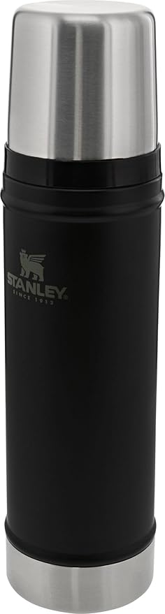 Stanley Classic Legendary Vacuum Bottle 20 oz | Wide Mouth with Leakproof Cup Lid | Keep Drinks Hot or Cold | Packable for Travel | Insulated Stainless Steel Thermal Bottle | BPA-Free | Matte Black