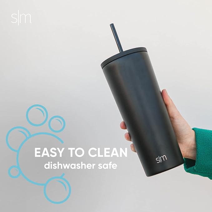 Simple Modern Insulated Tumbler with Lid and Straw | Iced Coffee Cup Reusable Stainless Steel Water Bottle Travel Mug | Gifts for Women Men Her Him | Classic Collection | 24oz | Mystic Moon
