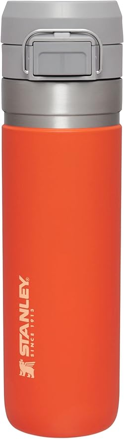 STANLEY Quick Flip GO Water Bottle 24 oz | Push Button Lid | Leakproof and Packable for Travel and Sports | Insulated Stainless Steel | BPA-Free | Tigerlily