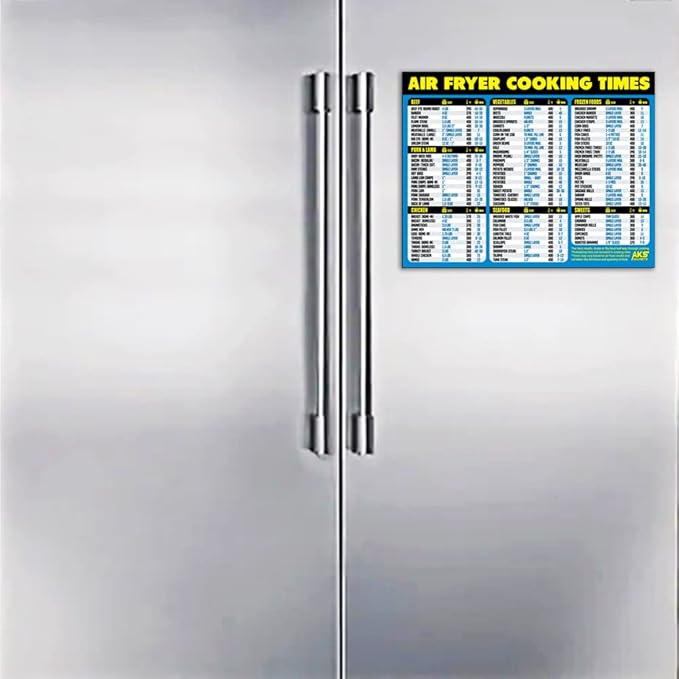 Air Fryer Cheat Sheet Magnet - Extra Large Easy to Read Airfryer Accessory - Magnetic Airfryer Cooking Times Chart, Kitchen Gadget Reference Guide for 90 Airfry Foods - Air Fryer Accessories (Blue)