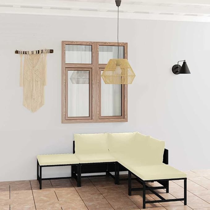 6 Piece Patio Lounge Set with Cushions, Poly Rattan Outdoor Sectional Furniture - Image 2