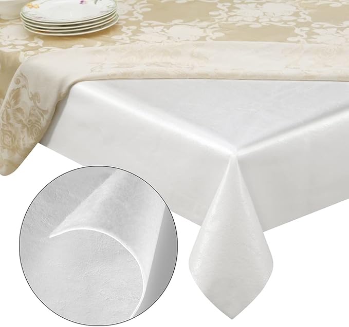 Quality Table Pad Protector, Superior Protection from Spills, Scratches & Heat - Reusable Table Cloth with Cushion Flannel Backing (140" L x 54" W)