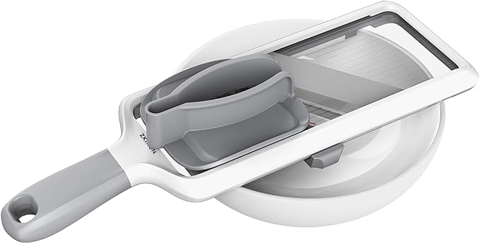 Multi Handheld Mandoline Slicer - Adjustable Stainless Steel Blade, Comfort Grip, Safety Features, Easy to Clean, Ideal for Speedy Slicing of Fruits and Vegetables (Gray)