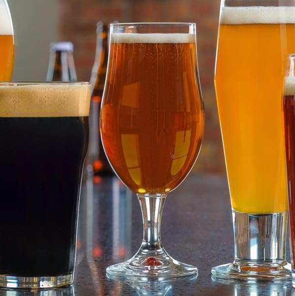 Libbey Crafts Brew Belgian Tulip Beer Glass Set, Elegant Belgian Beer Glasses Set of 6 for Belgian Ale, Dishwasher Safe Gift Set for Beer Lovers