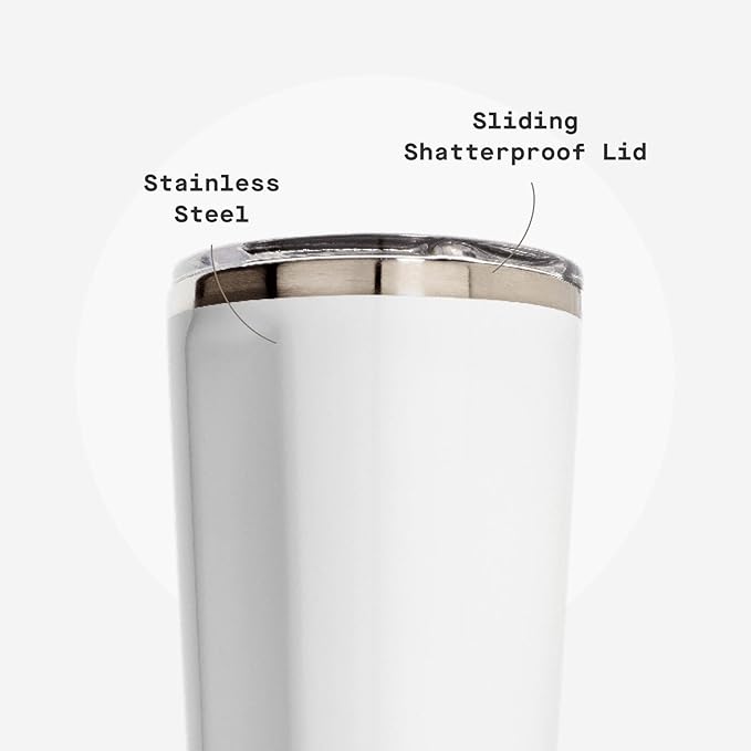 Corkcicle Classic Tumbler - Keeps Drinks Hot for 3 Hours - Triple-Insulated Stainless Steel - Cupholder Friendly - Holiday Mug Gift - Great for Gifting Warmth - 24 oz - Gloss White
