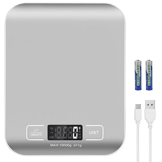 Digital Shipping Scale,Stainless Steel Panel, Accurate 10kg/1g Portable Postal Scale for Packages, Small Business,Kitchen, Food, Handmade, Liquids, and Boutique (Silver)