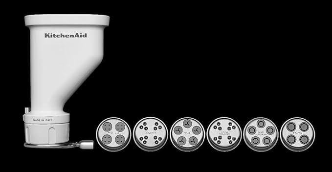 KitchenAid Ksmpexta Gourmet Pasta Press Attachment with 6 Interchangeable Pasta Plates, White