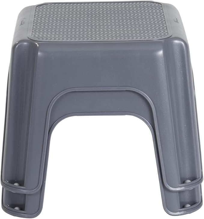 Rubbermaid One-Step Stool Bisque Holds up to 200 Pounds 7" Height Gray Durable Step Stool for Kids/Bathroom/Home/Office/Garage