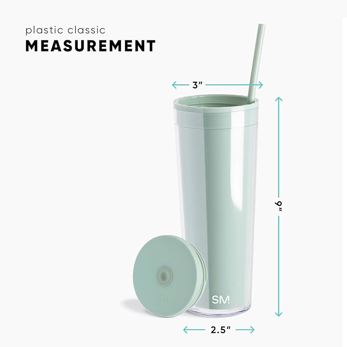 Simple Modern Plastic Tumbler with Lid and Straw | Reusable BPA Free Iced Coffee Cups Double Wall Smoothie Cup | Gifts for Women Men Him Her | Classic Collection | 24oz | Blush