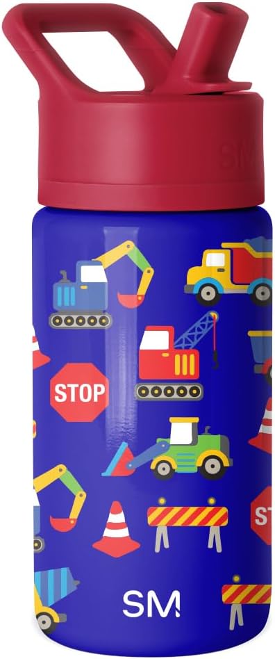 Simple Modern Kids Summit Water Bottle with Straw Lid | 14oz Stainless Steel Cup Insulated Tumbler for Toddlers, School | Under Construction