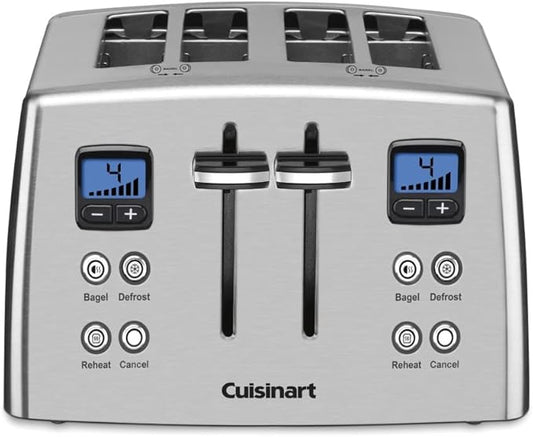 Cuisinart 4 Slice Countdown Motorized Toaster, Compact Bread Toaster with Extra-Wide Slots for Toasting Bread, French Toast, Bagels and Pastries, Defrost & Reheat Functions, CPT-435P1, Stainless Steel