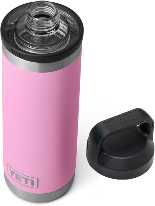 YETI Rambler 18 oz Bottle, Leakproof, Vacuum Insulated, Stainless Steel with Chug Cap, Power Pink