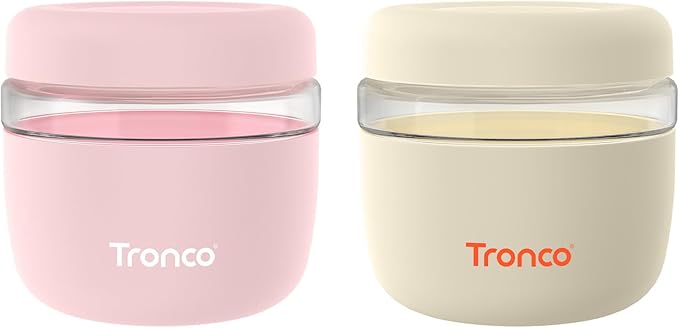 Tronco 24 oz Glass Food Storage Containers with Lids, Airtight, Leak & Spill Proof Glass Lunch Bowls for Meal Prep, Salad, Yogurt, Soup & Stew, Microwave & Dishwasher Safe, BPA-Free, Set of 2