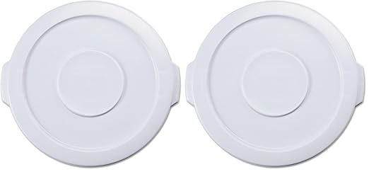 Rubbermaid Commercial Products Brute Heavy-Duty Round Trash/Garbage Lid, 10-Gallon, White, Compatible with Rubbermaid Brute 10-Gallon Can (Pack of 2)