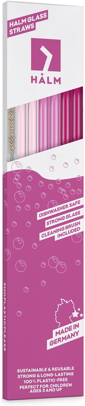 HALM Stanley Quencher Tumbler Glass Straws Pink Reusable Replacement Straws for Tumbler with Handle Stainless Steel Drinking Cup Accessory BPA-Free & Dishwasher Safe
