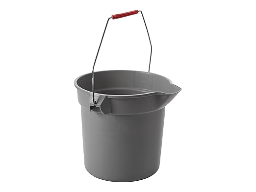 Rubbermaid Commercial Products Brute Heavy-Duty Round Bucket, 10-Quart/2.5 Gallon, Gray, Corrosive-Resistant Pail with Handle for Professional/Janitorial Cleaning and Material Transport