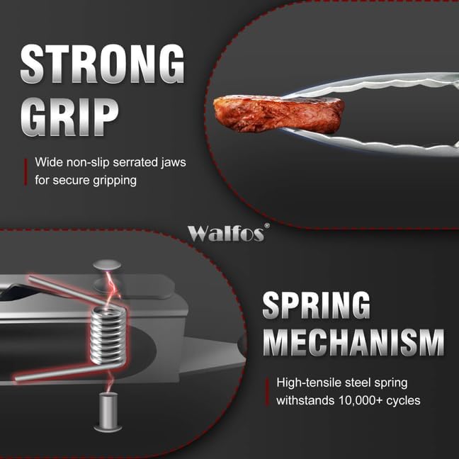 Walfos 7 inch Small Kitchen Tongs for Cooking, Mini Silicone Serving Tongs, Great for Cooking, Salad, Grilling, Pasta, Steaks, Vegetables