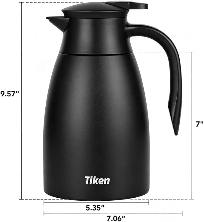 Tiken 68 Oz Thermal Coffee Carafe, Stainless Steel Insulated Vacuum Coffee - Image 2