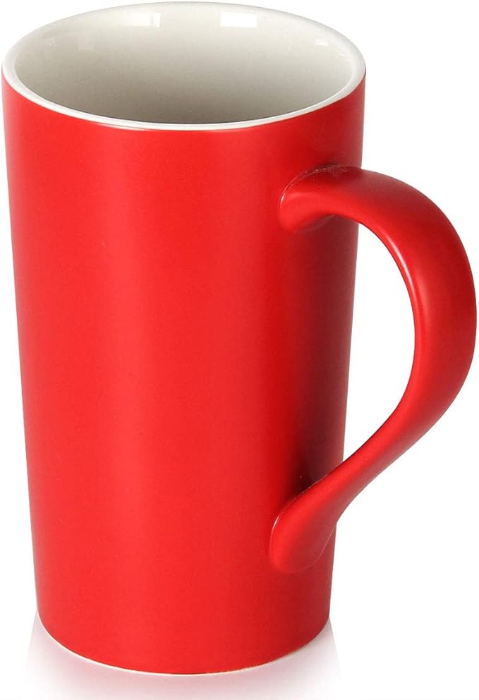 Smilatte 20 oz Large Coffee Mugs, M007 Plain Blank Tall Ceramic Cup with Handle for Dad Men, Set of 4, Red