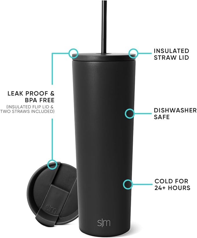 Simple Modern Insulated Tumbler with Lid and Straw | Iced Coffee Cup Reusable Stainless Steel Water Bottle Travel Mug | Gifts for Women Men Her Him | Classic Collection | 28oz | Sweet Taffy