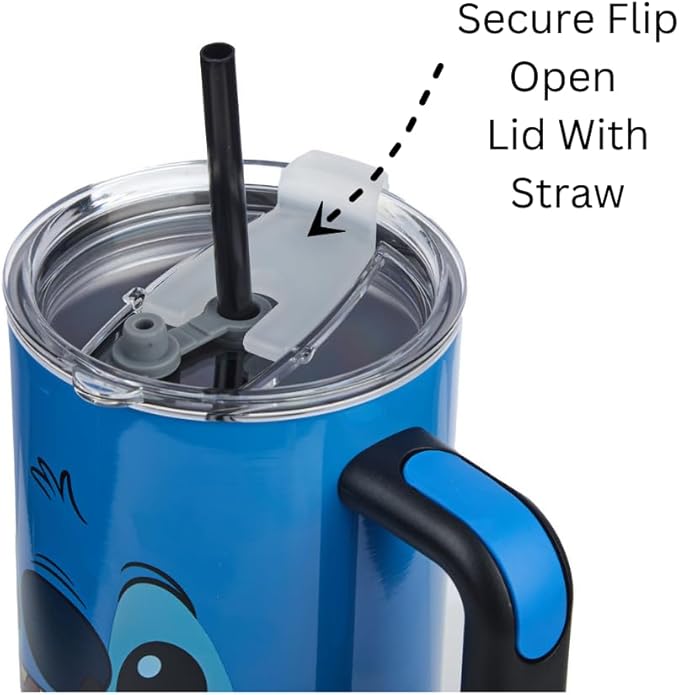 Bioworld Disney Stitch Face 40 Oz Blue Stainless Steel Tumbler with Handle