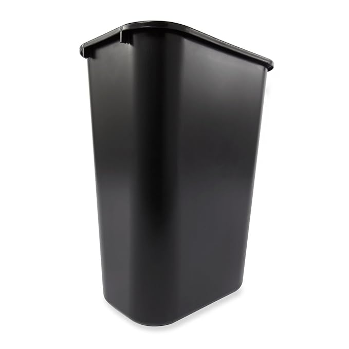 Rubbermaid Commercial Products Deskside Wastebasket/Trash Can, 10.25-Gallon/41-Quart, Black, Plastic, Garbage Can for Home/Office, Fits Under Desk/Sink/Cabinet, Pack of 4