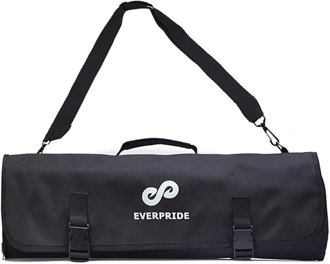 EVERPRIDE Chef Knife Roll Bag Holds 10 Knives – Contains 2 Large Zippered Pockets for Meat Cleavers and Cooking Tools – Durable Knife Case for Chefs and Culinary Students – Knives Not Included