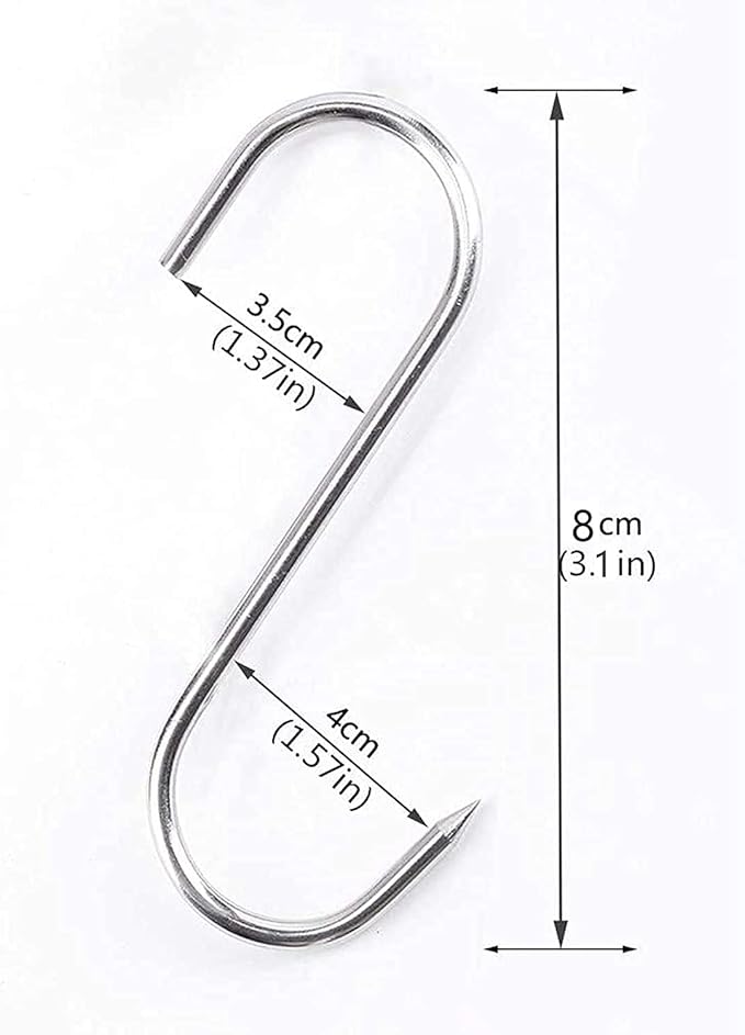 ARTOYS Meat Hooks 3''4mm(10Pack), SUS304 Stainless Steel Butcher Hook Smoking Hooks, Meat Processing for Hanging, Drying, BBQ, Grilling Sausage Chicken Beef Hook Tool