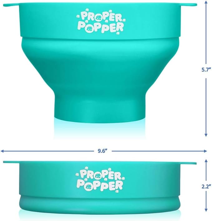 The Original Proper Popper Microwave Popcorn Popper, Silicone Popcorn Maker, Collapsible Bowl BPA Free & Dishwasher Safe - (Aqua)