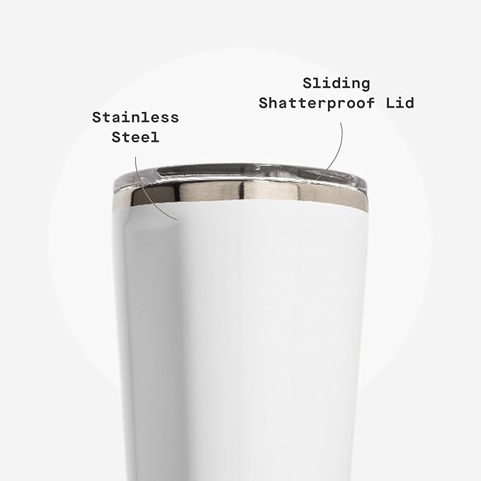 Corkcicle Classic Tumbler - Keeps Drinks Cold for 9 Hours & Hot for 3 - Triple-Insulated Stainless Steel - Holiday Tumbler Gift - 16 oz - Gloss White