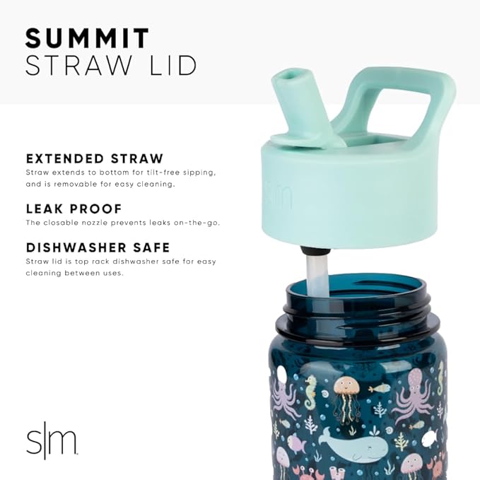 Simple Modern Kids Water Bottle Plastic BPA-Free Tritan Cup with Leak Proof Straw Lid | Reusable and Durable for Toddlers, Boys | Summit Collection | 12oz, Solar System